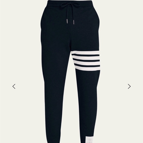 Thom Browne Navy Joggers with White Quad Stripe